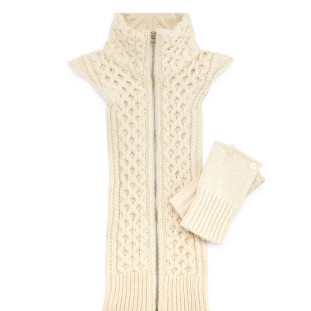 $350 Veronica Beard Upstate Wool Knit dickey jacket blazer insert & cuffs set